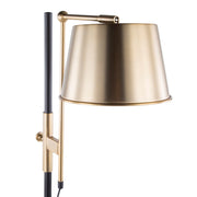 LumiSource Metric 63in Industrial Floor Lamp | Black Steel and Antique Brass Shade | Office, Bedroom & Living Room | Model L-MTRCFLAB