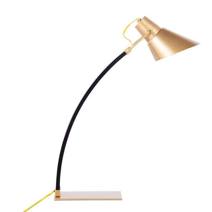 LumiSource Noah Table Lamp, Black Wood/Gold Metal
