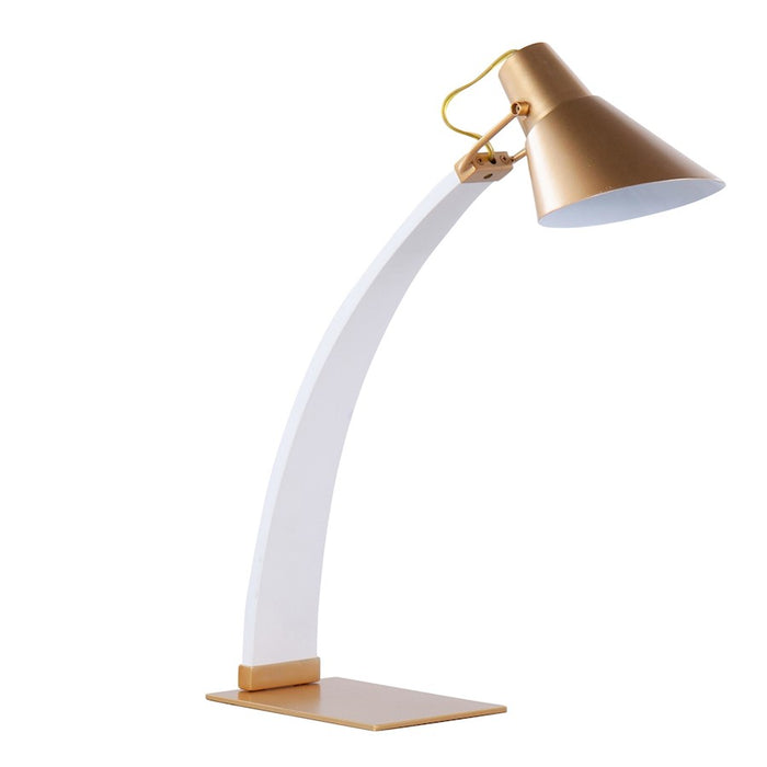 LumiSource Noah Table Lamp, White Wood/Gold Metal