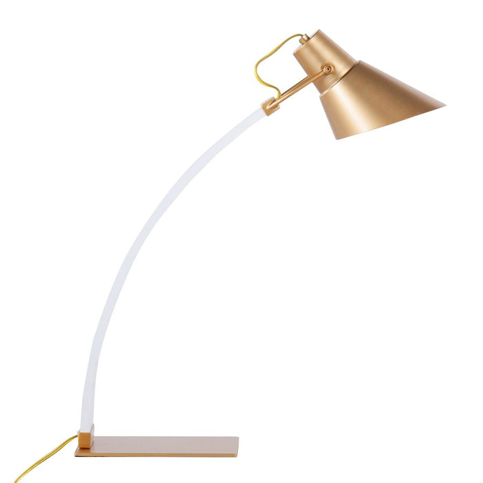 LumiSource Noah Table Lamp, White Wood/Gold Metal