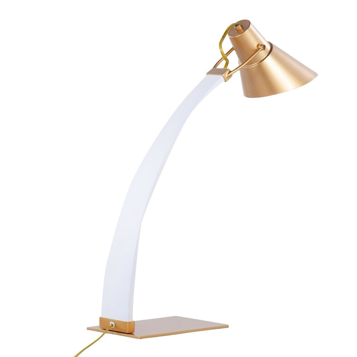 LumiSource Noah Table Lamp, White Wood/Gold Metal