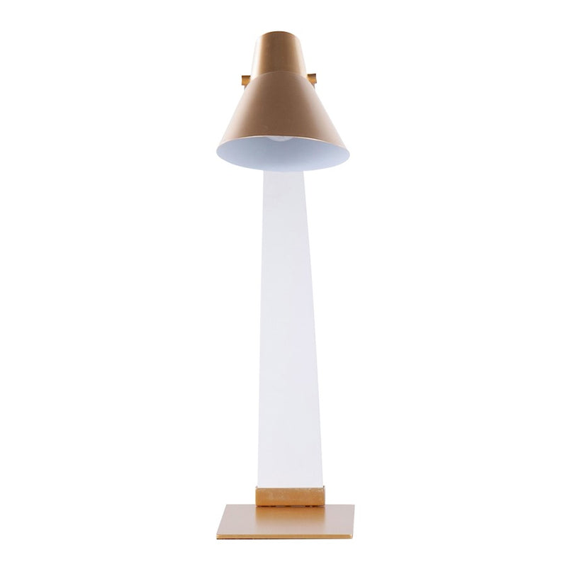 LumiSource Noah Table Lamp, White Wood/Gold Metal