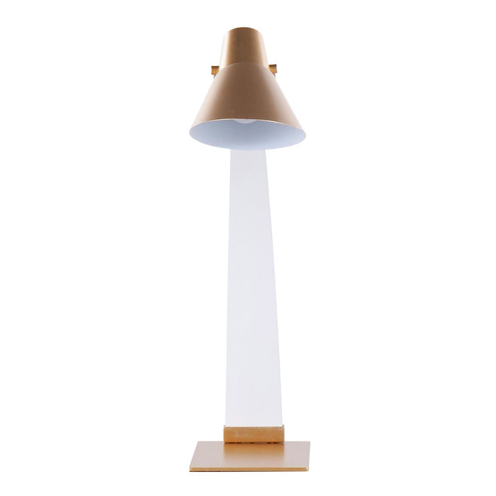 LumiSource Noah Table Lamp, White Wood/Gold Metal