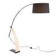 LumiSource Robyn Floor Lamp, Natural Wood/Black - L-ROBYNFLNABK