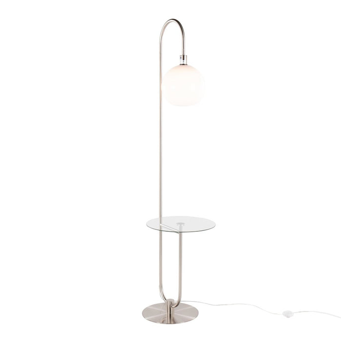 LumiSource Trombone Floor Lamp/Table, Nickel/Clear/White - L-TROMBONENIW