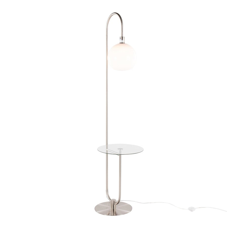 LumiSource Trombone Floor Lamp/Table, Nickel/Clear/White - L-TROMBONENIW