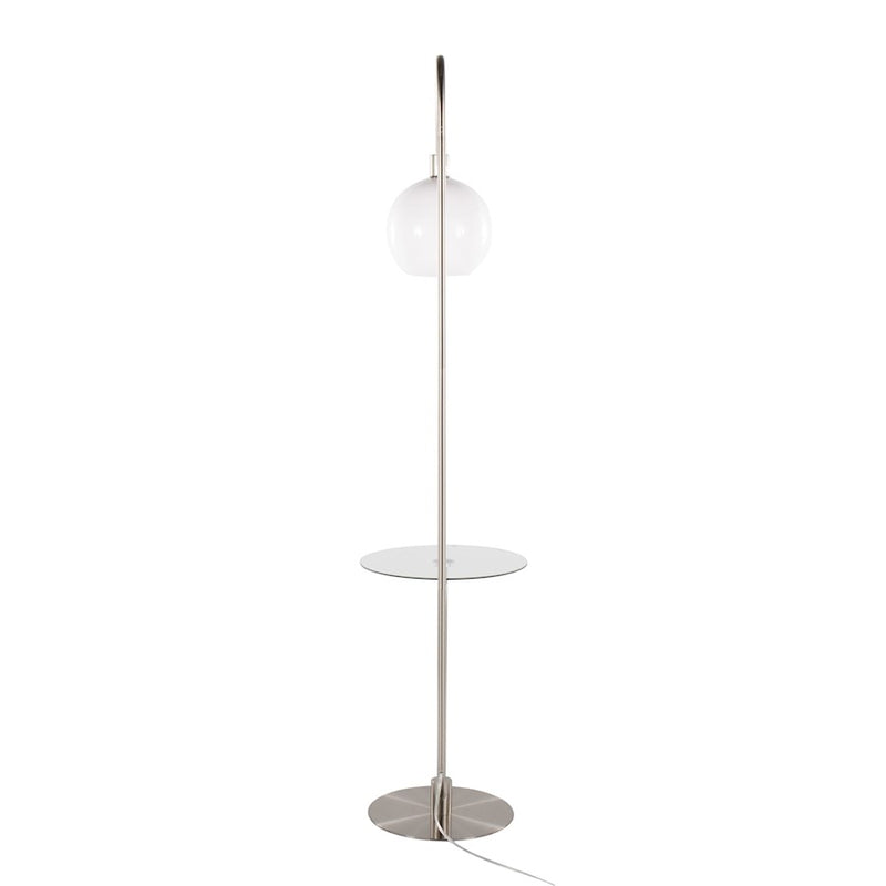 LumiSource Trombone Floor Lamp with Table | Nickel Metal and Clear Glass | Living Room & Bedroom | 17.75 x 16 x 70.5 in | Model L-TROMBONENIW