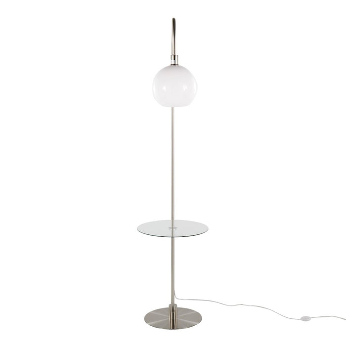 LumiSource Trombone Floor Lamp/Table, Nickel/Clear/White