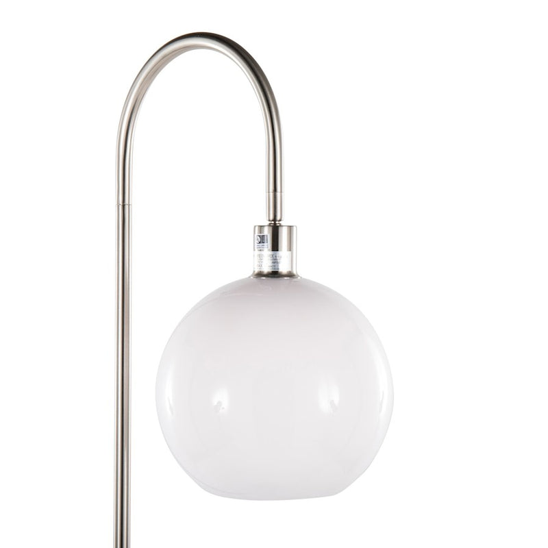 LumiSource Trombone Floor Lamp with Table | Nickel Metal and Clear Glass | Living Room & Bedroom | 17.75 x 16 x 70.5 in | Model L-TROMBONENIW