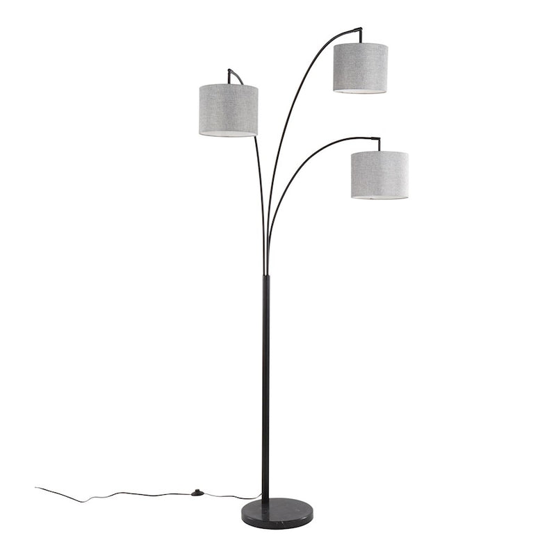 LumiSource Willow Linen Floor Lamp, Black/Grey Linen - L-WILLOWLNBKGY