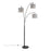 LumiSource Willow Linen Floor Lamp, Black/Grey Linen