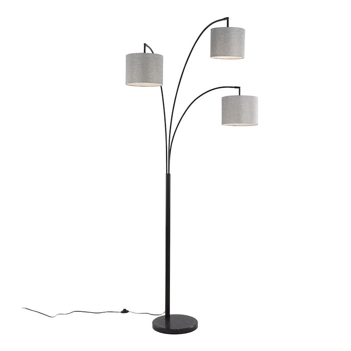 LumiSource Willow Linen Floor Lamp, Black/Grey Linen