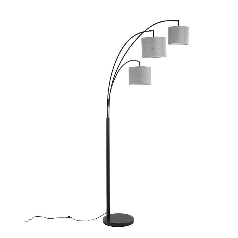LumiSource Willow Linen Floor Lamp, Black/Grey Linen