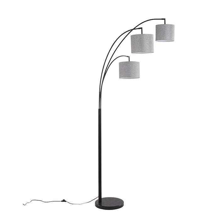 LumiSource Willow Linen Floor Lamp, Black/Grey Linen
