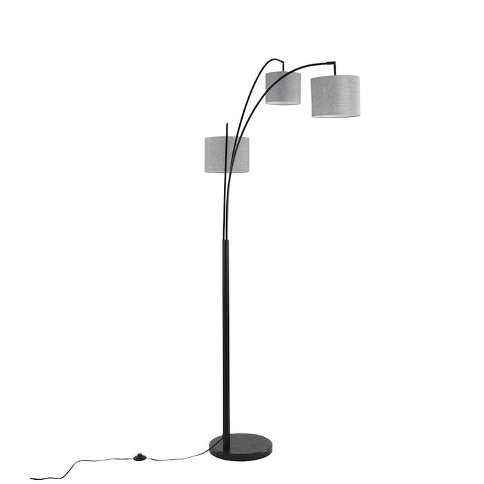 LumiSource Willow Linen Floor Lamp, Black/Grey Linen