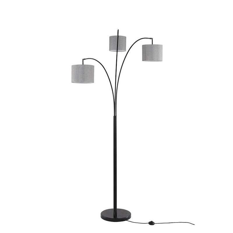 LumiSource Willow Linen Floor Lamp, Black/Grey Linen