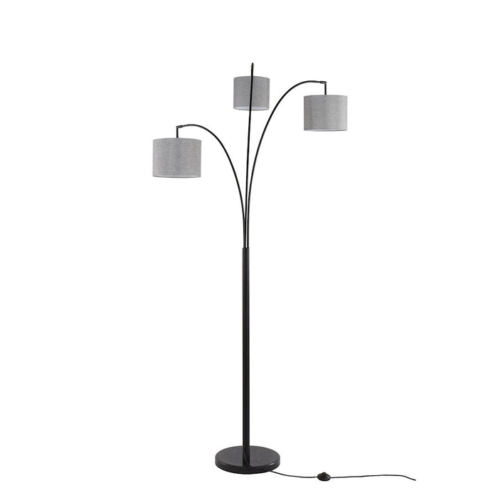 LumiSource Willow Linen Floor Lamp, Black/Grey Linen
