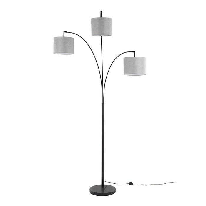 LumiSource Willow Linen Floor Lamp, Black/Grey Linen