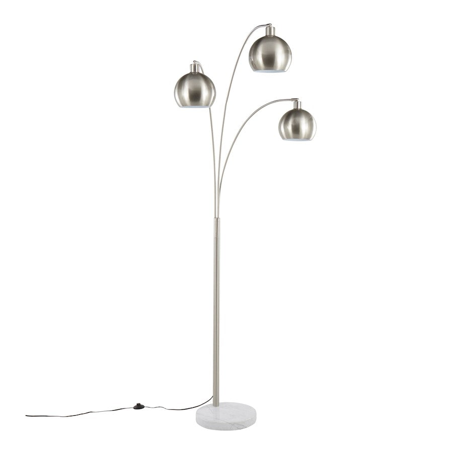 LumiSource Willow Floor Lamp in Brushed Nickel/White Marble - L-WILLOWNI