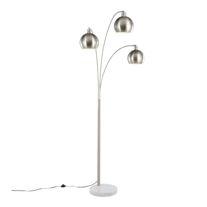 LumiSource Willow Floor Lamp in Brushed Nickel/White Marble