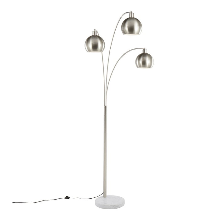 LumiSource Willow Floor Lamp in Brushed Nickel/White Marble