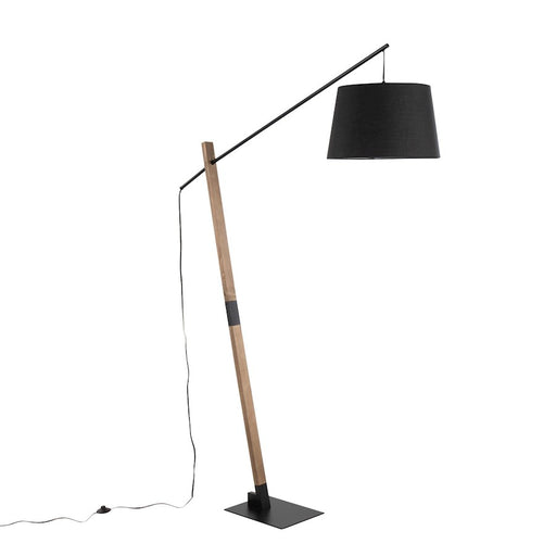 LumiSource Archer Floor Lamp, Black/Walnut Wood