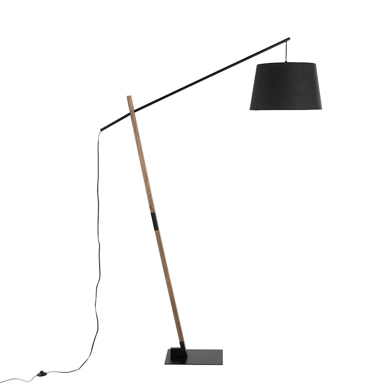 LumiSource Archer Floor Lamp, Black/Walnut Wood