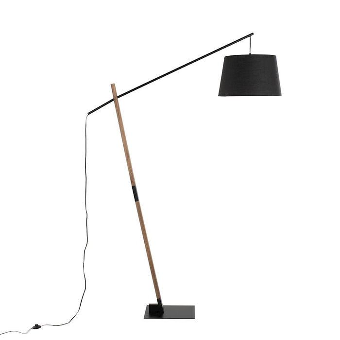 LumiSource Archer Floor Lamp, Black/Walnut Wood