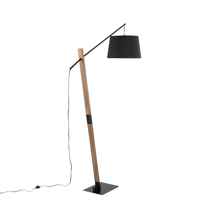 LumiSource Archer Floor Lamp, Black/Walnut Wood