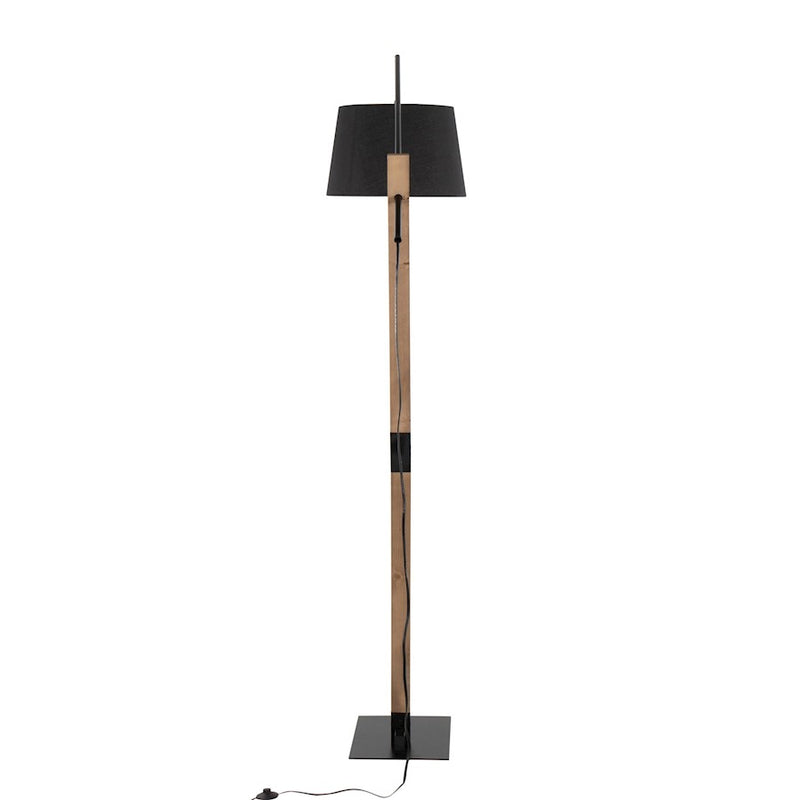 LumiSource Archer Floor Lamp, Black/Walnut Wood