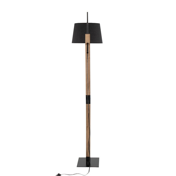 LumiSource Archer Floor Lamp, Black/Walnut Wood