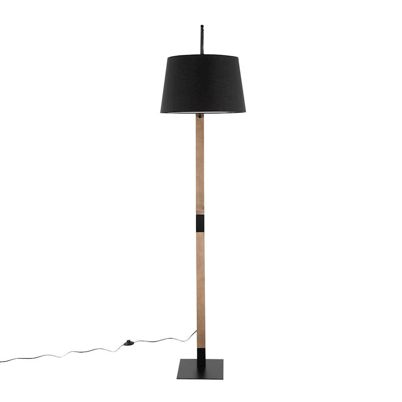 LumiSource Archer Floor Lamp, Black/Walnut Wood