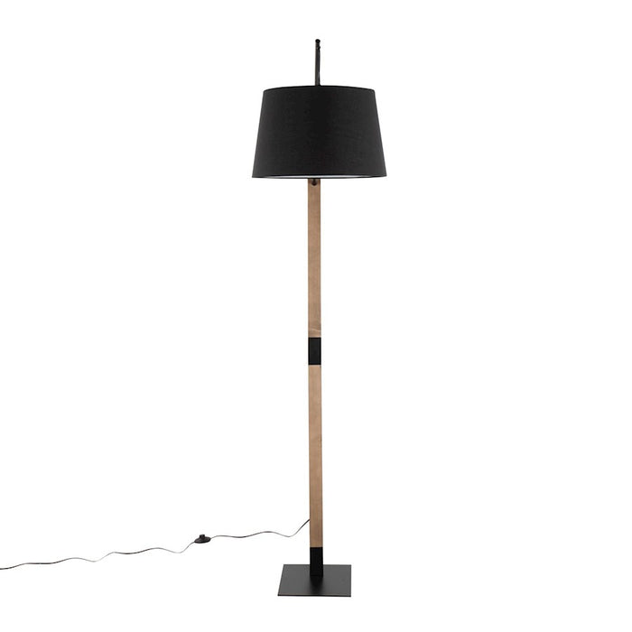 LumiSource Archer Floor Lamp, Black/Walnut Wood