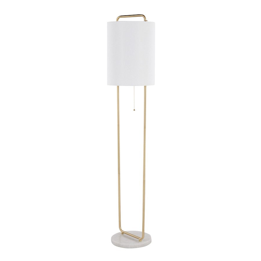 LumiSource Claire Floor Lamp, White/Antique Gold - LFL-CLAIREWMBAU