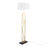 LumiSource Folia Floor Lamp, Gold Metal/White Linen/Black Marble - LFL-FOLIA2AUW