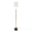 LumiSource Folia Floor Lamp, Gold Metal/White Linen/Black Marble
