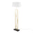 LumiSource Folia Floor Lamp, Gold Metal/White Linen/Black Marble