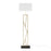 LumiSource Folia Floor Lamp, Gold Metal/White Linen/Black Marble