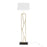 LumiSource Folia Floor Lamp, Gold Metal/White Linen/Black Marble