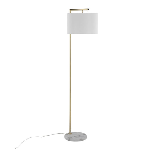 LumiSource Fran Floor Lamp, White Marble/Gold/White Linen Shade - LFL-FRANAUWMBW