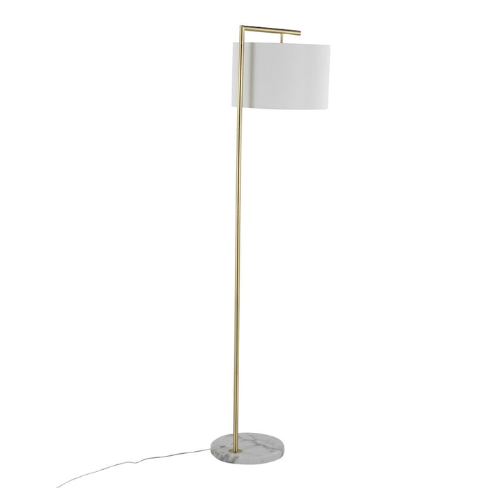 LumiSource Fran Floor Lamp, White Marble/Gold/White Linen Shade