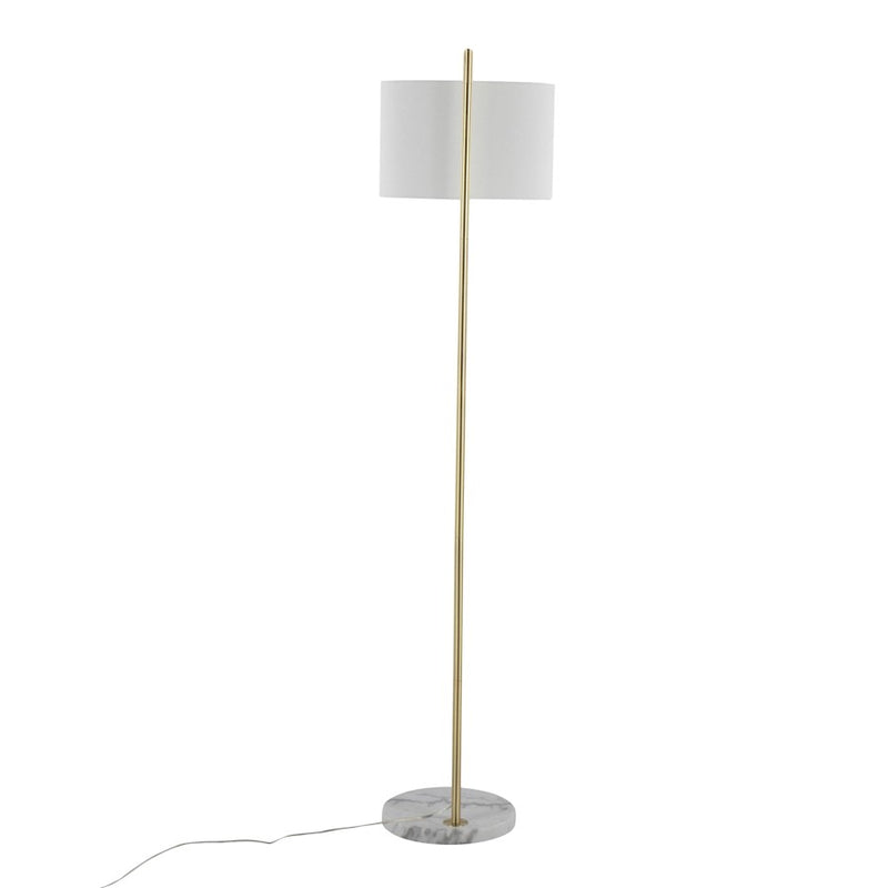 LumiSource Fran Floor Lamp, White Marble/Gold/White Linen Shade