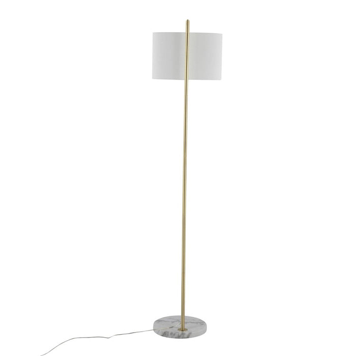 LumiSource Fran Floor Lamp, White Marble/Gold/White Linen Shade