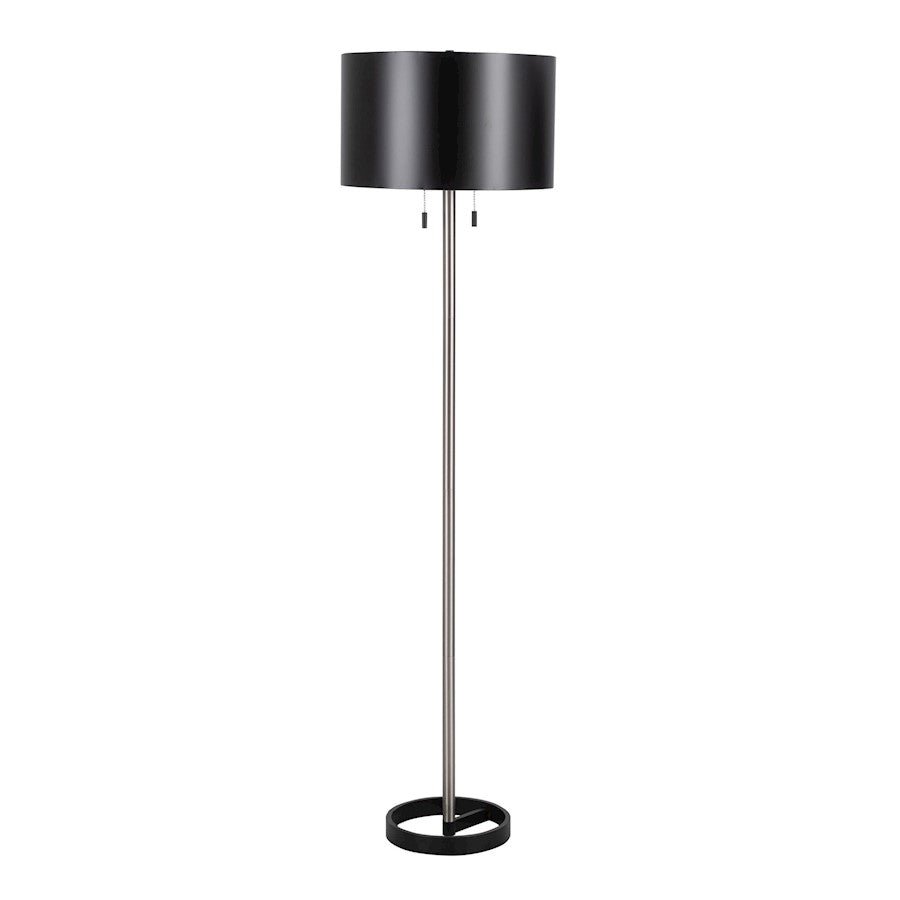LumiSource Hilton Floor Lamp in Nickel/Black Metal - LFL-HILTONNIBK