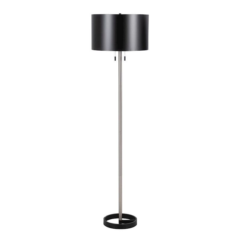 LumiSource Hilton Floor Lamp in Nickel/Black Metal