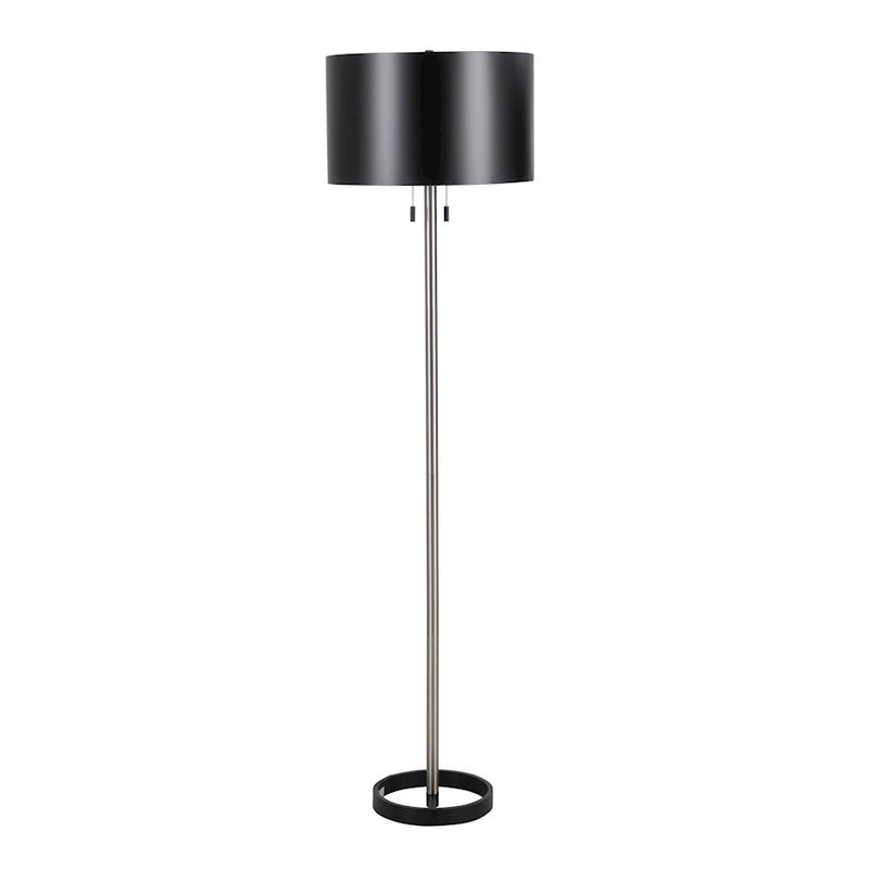 LumiSource Hilton Floor Lamp in Nickel/Black Metal