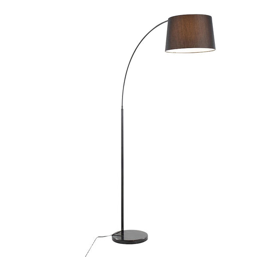 LumiSource March Floor Lamp, Black Marble/Black/Black Linen