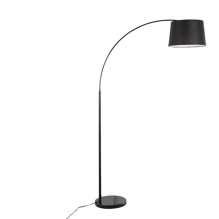 LumiSource March Floor Lamp, Black Marble/Black/Black Linen