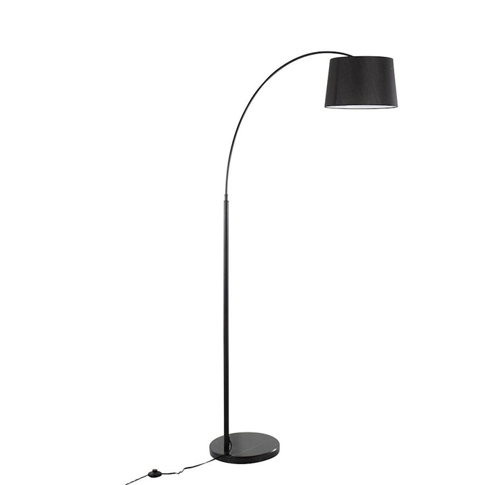 LumiSource March Floor Lamp, Black Marble/Black/Black Linen