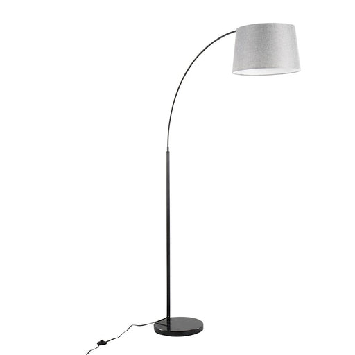LumiSource March Floor Lamp, Black Marble/Black/Grey Linen - LFL-MARCHBKMGY